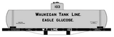 Waukegan Tank Line / Eagle Glucose Early Tank Car Black & White
