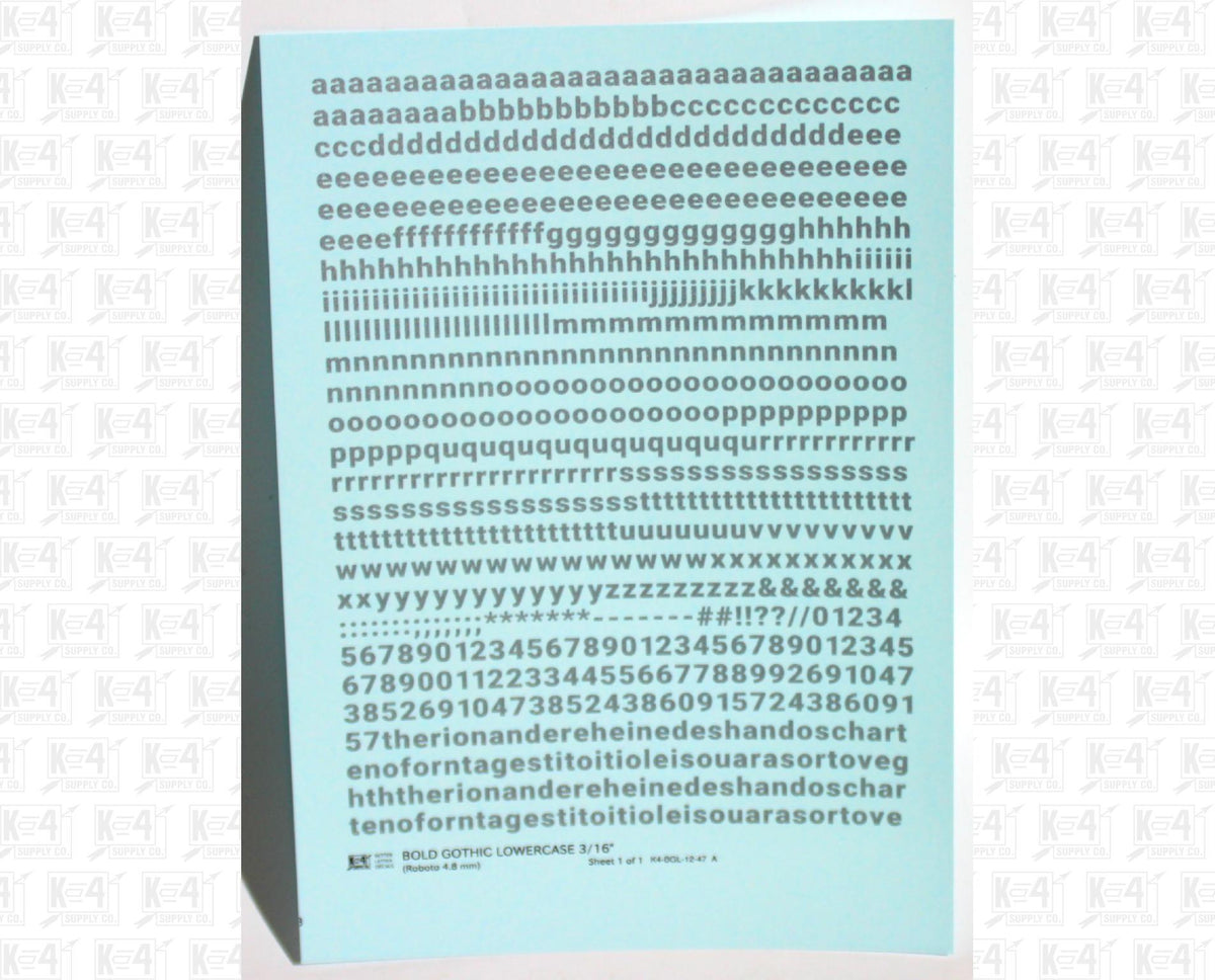Lowercase Bold Gothic Letter Number Alphabet