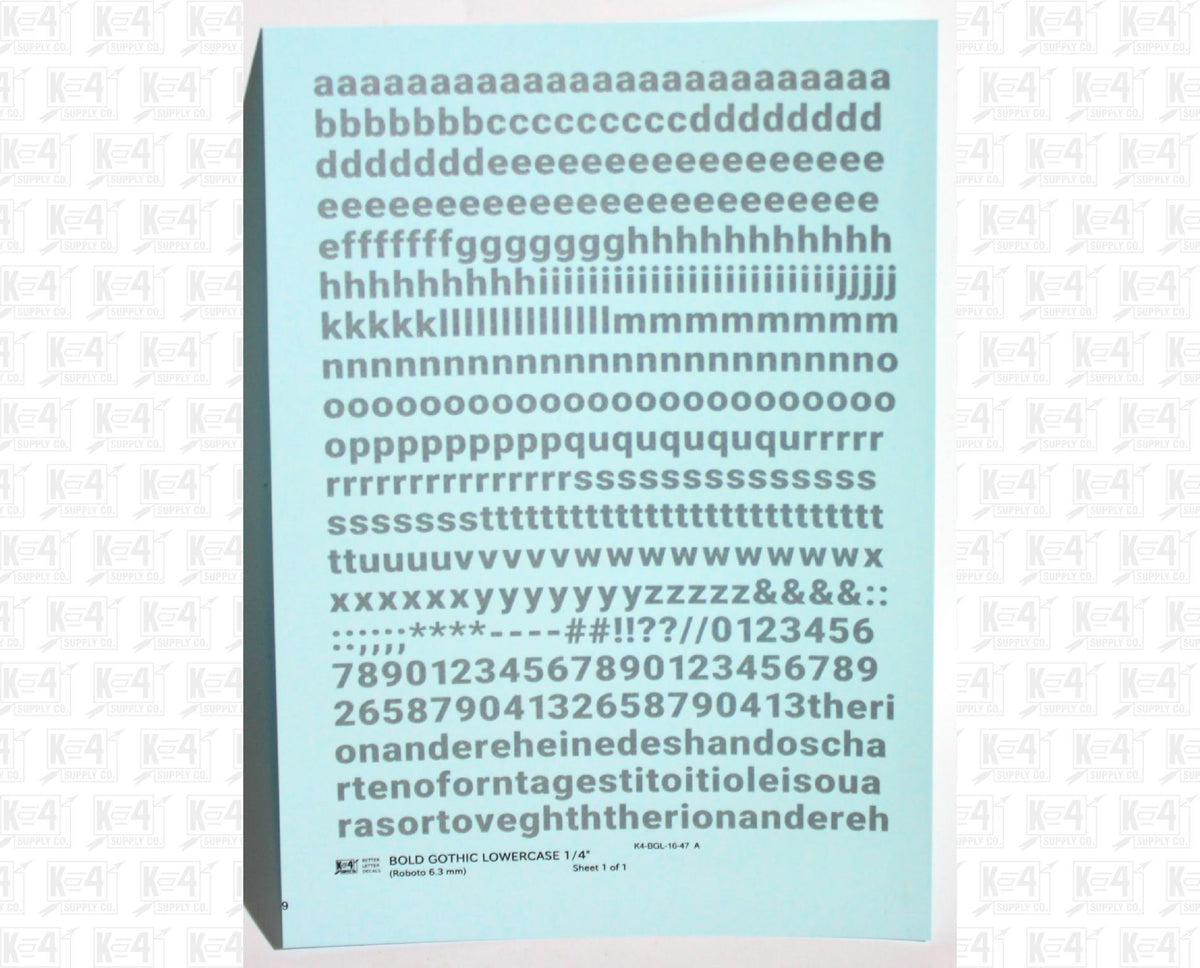 Lowercase Bold Gothic Letter Number Alphabet