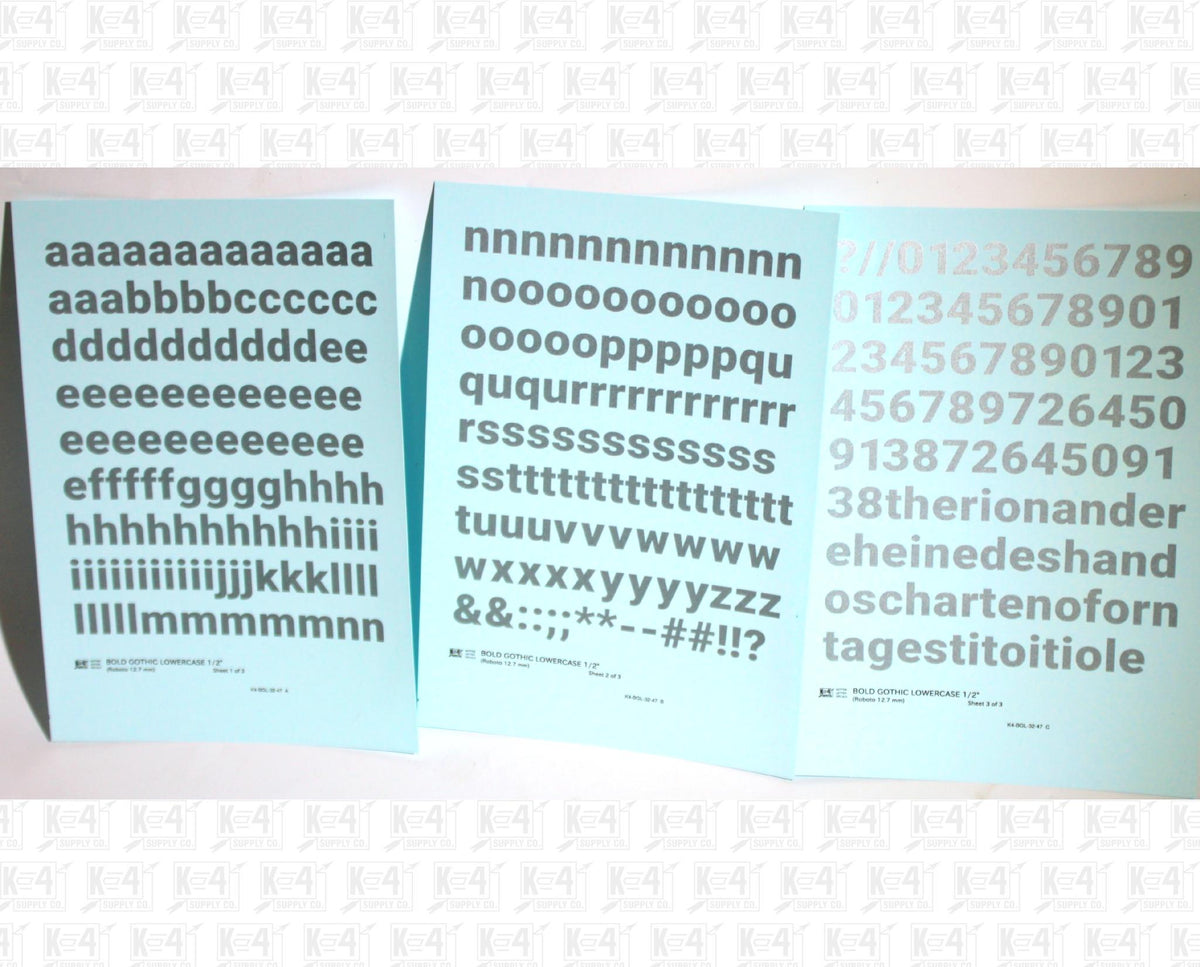 Lowercase Bold Gothic Letter Number Alphabet