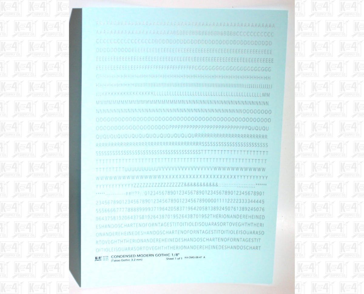 Condensed Modern Gothic Letter Number Alphabet