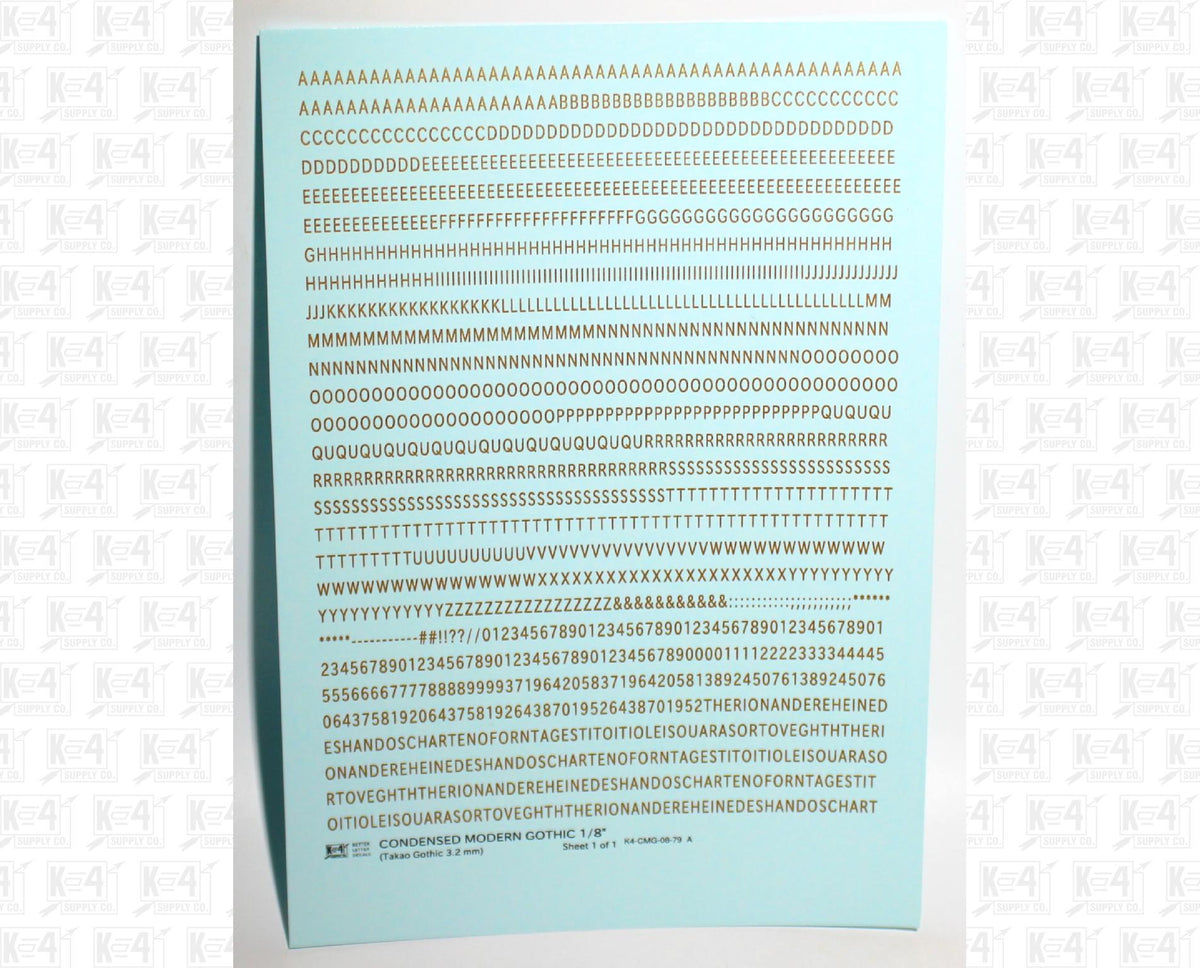 Condensed Modern Gothic Letter Number Alphabet