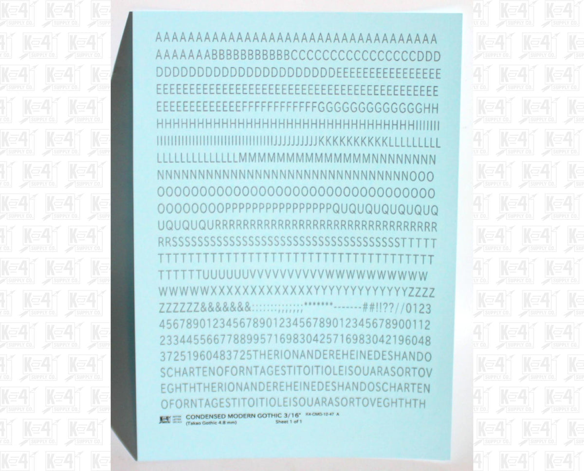 Condensed Modern Gothic Letter Number Alphabet