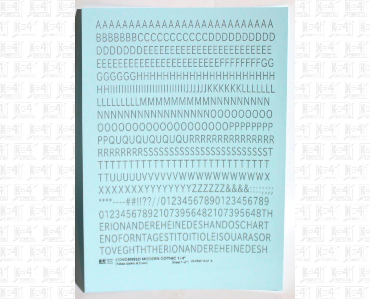 Condensed Modern Gothic Letter Number Alphabet
