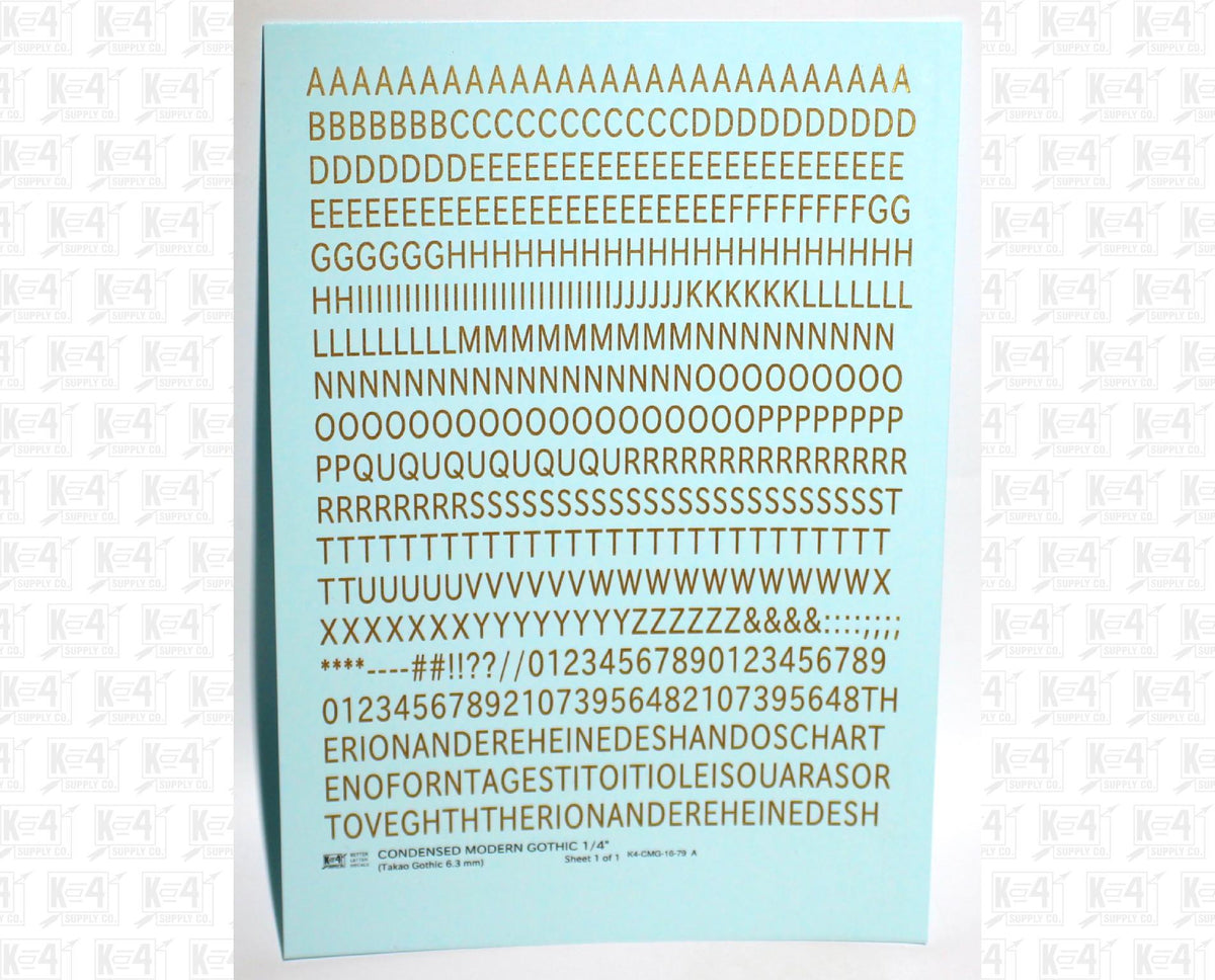 Condensed Modern Gothic Letter Number Alphabet