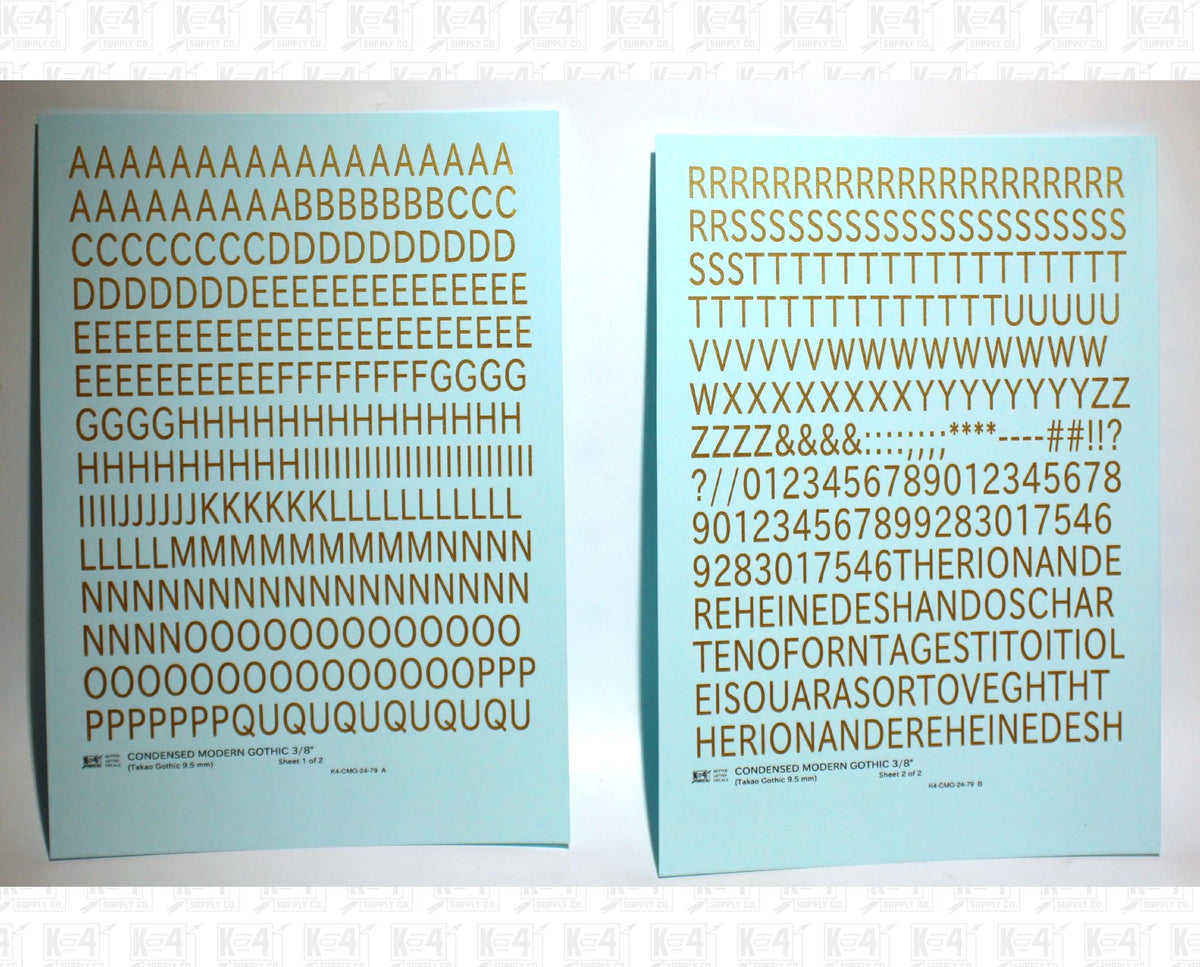 Condensed Modern Gothic Letter Number Alphabet