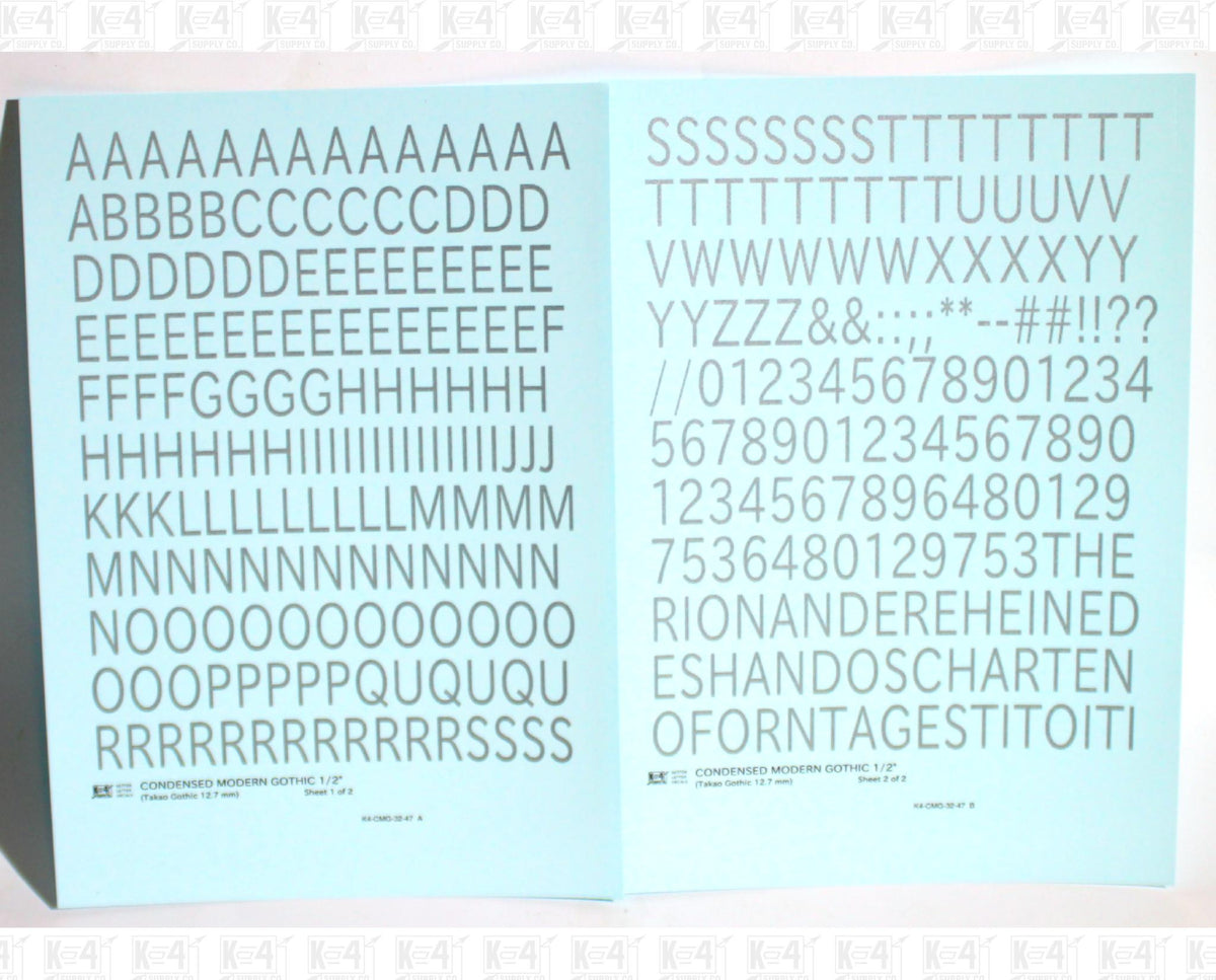 Condensed Modern Gothic Letter Number Alphabet