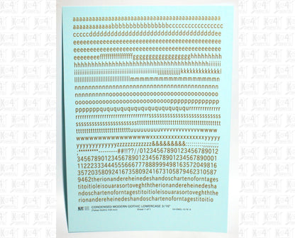 Lowercase Condensed Modern Gothic Letter Alphabet