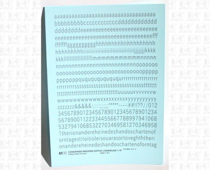 Lowercase Condensed Modern Gothic Letter Alphabet