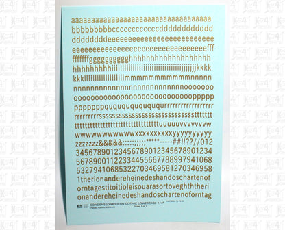 Lowercase Condensed Modern Gothic Letter Alphabet