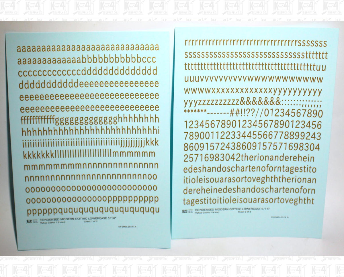 Lowercase Condensed Modern Gothic Letter Alphabet
