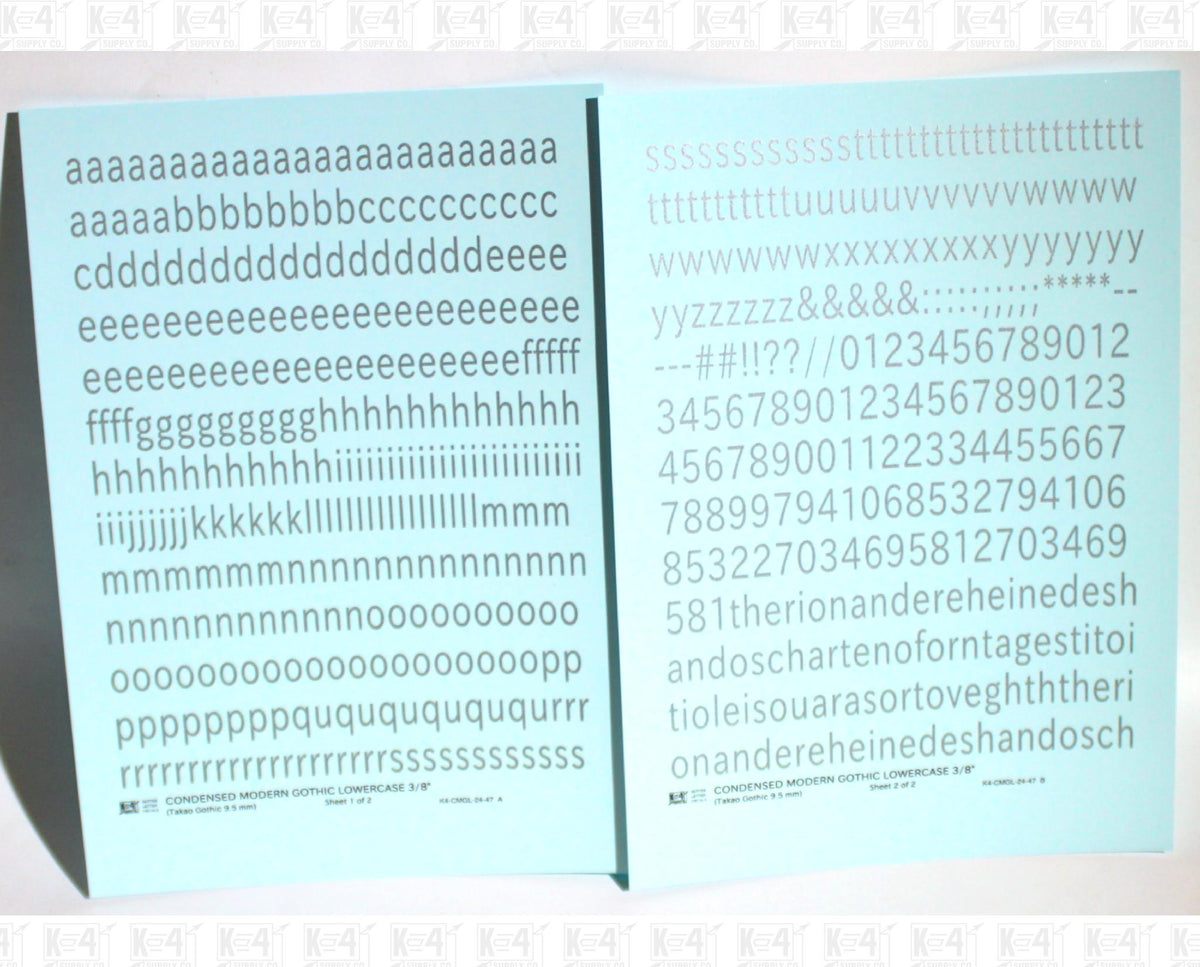 Lowercase Condensed Modern Gothic Letter Alphabet