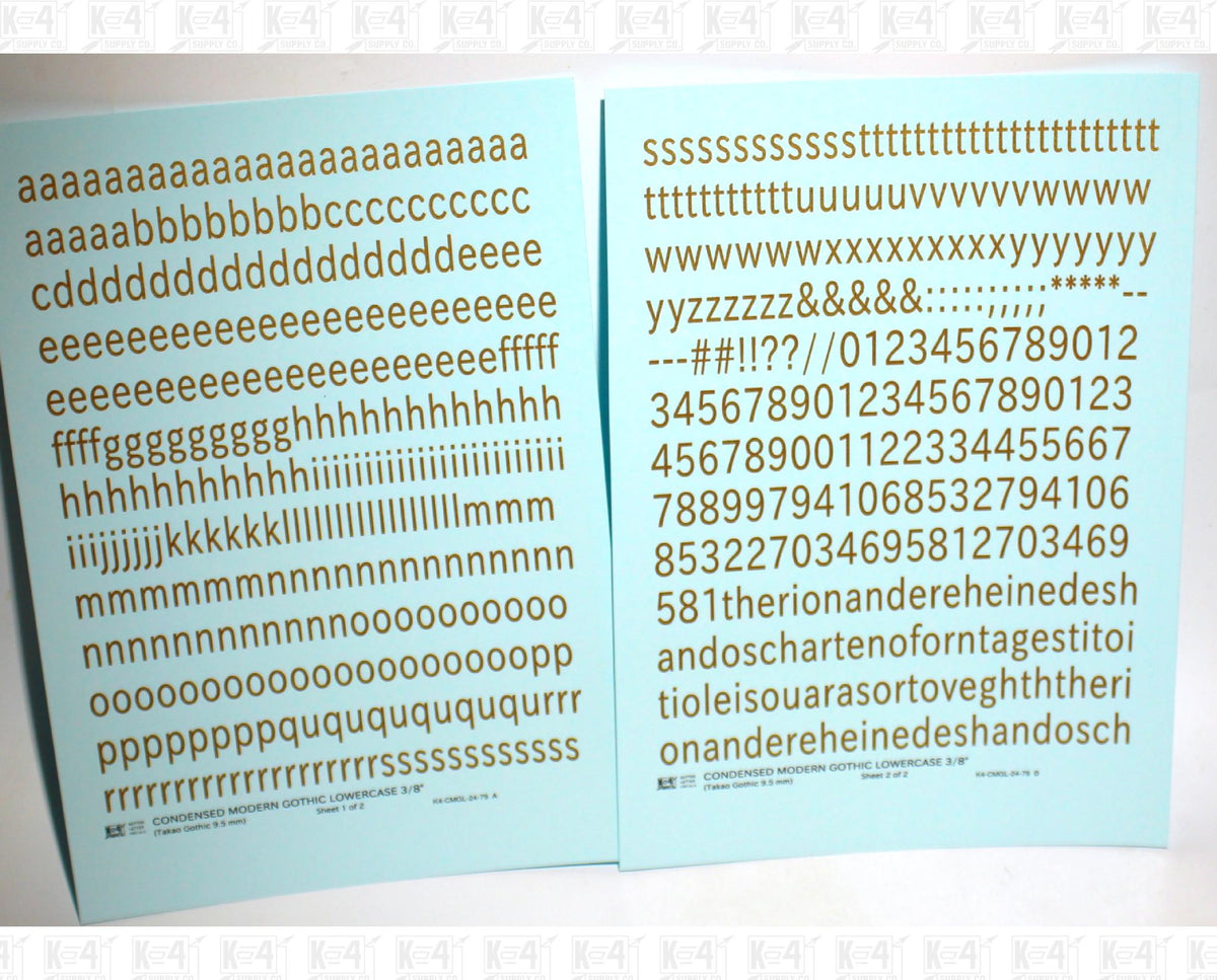 Lowercase Condensed Modern Gothic Letter Alphabet