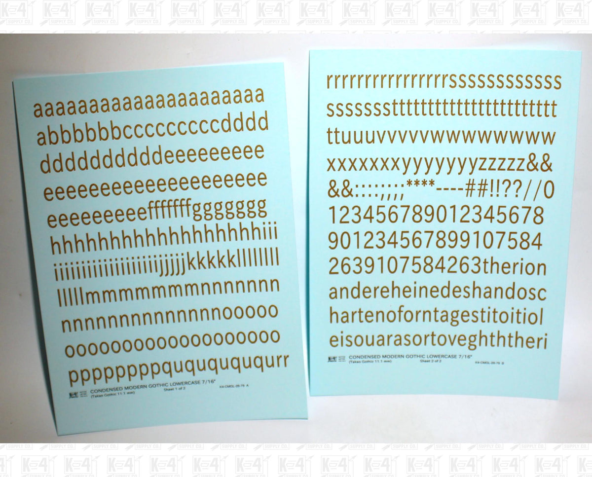 Lowercase Condensed Modern Gothic Letter Alphabet