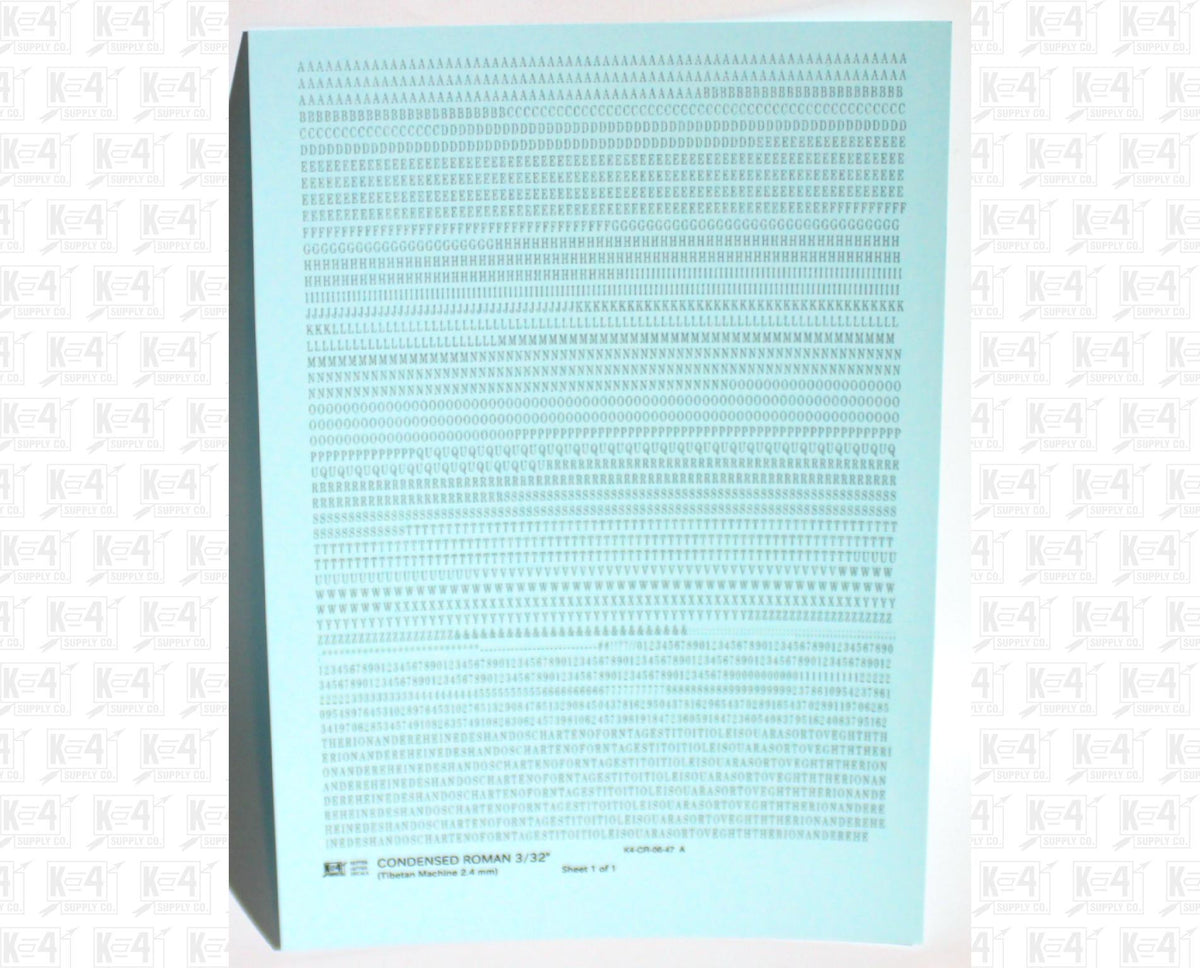 Condensed Roman Letter Number Alphabet