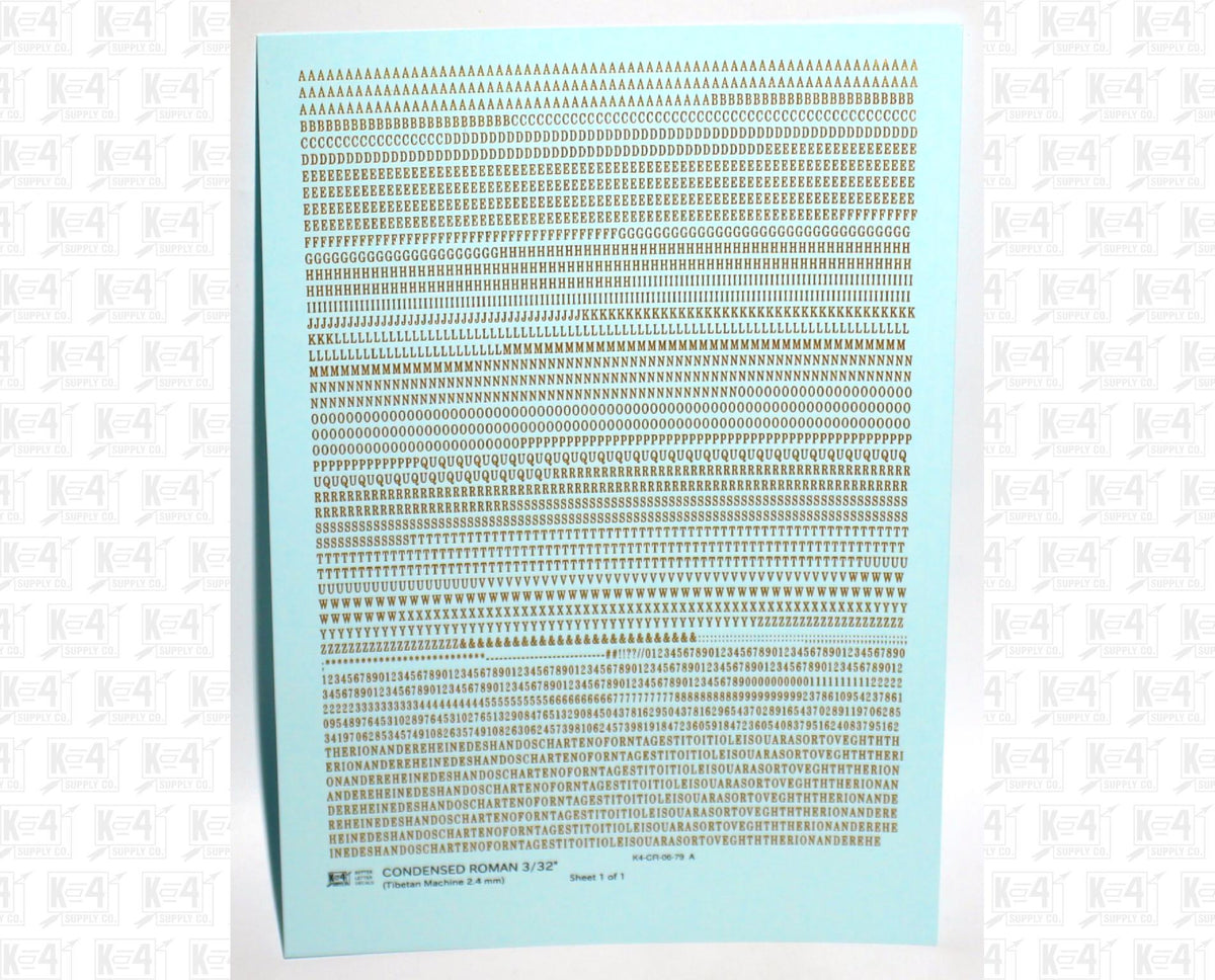 Condensed Roman Letter Number Alphabet