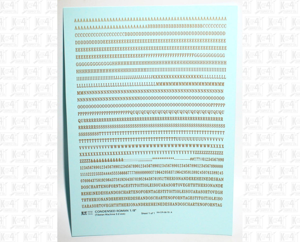 Condensed Roman Letter Number Alphabet