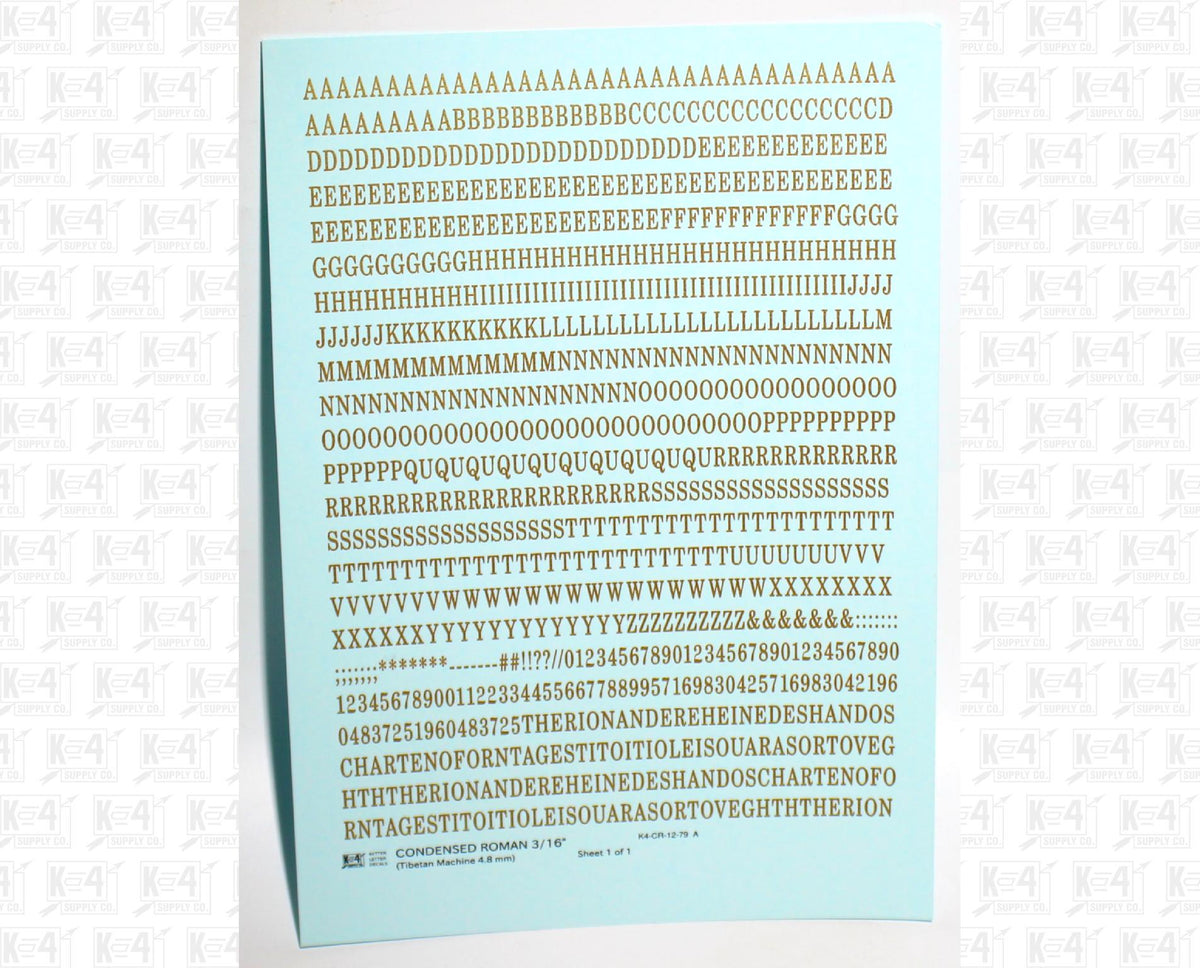 Condensed Roman Letter Number Alphabet