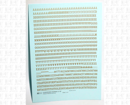 Condensed Roman Letter Number Alphabet