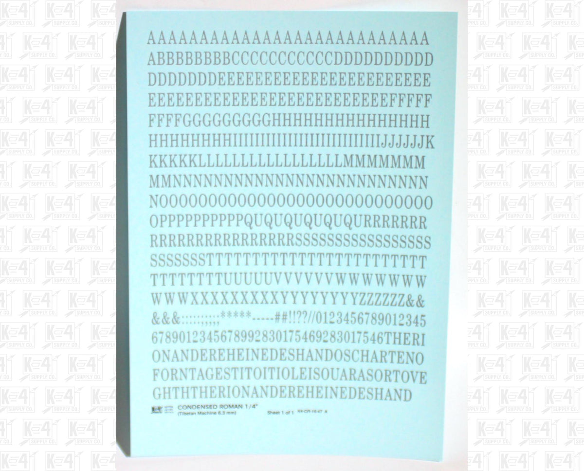 Condensed Roman Letter Number Alphabet