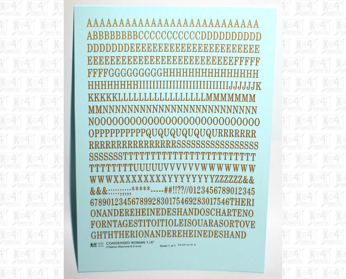 Condensed Roman Letter Number Alphabet