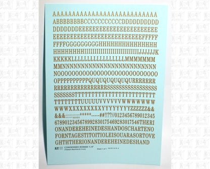 Condensed Roman Letter Number Alphabet