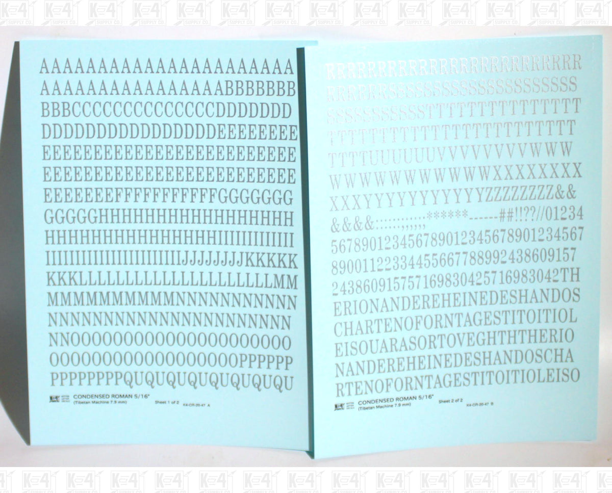 Condensed Roman Letter Number Alphabet