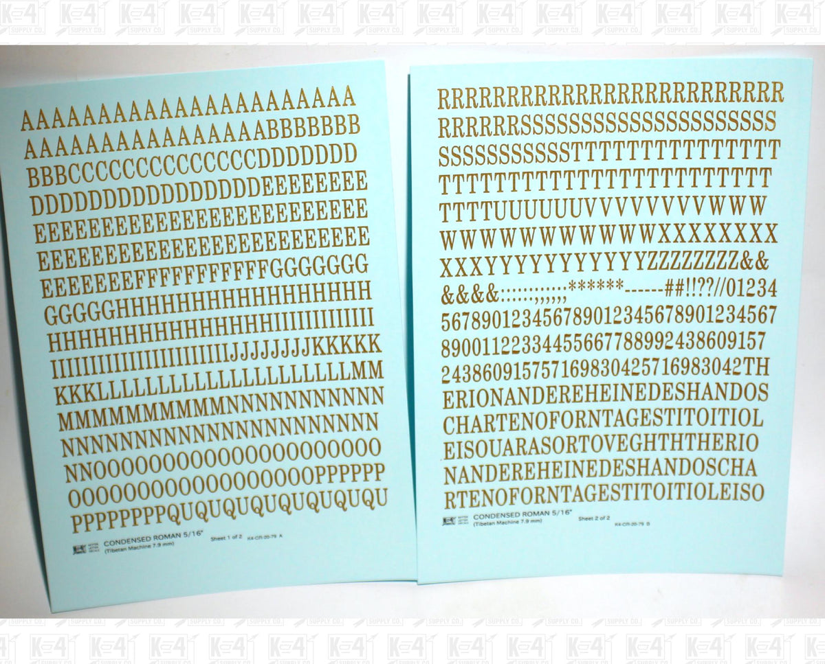 Condensed Roman Letter Number Alphabet