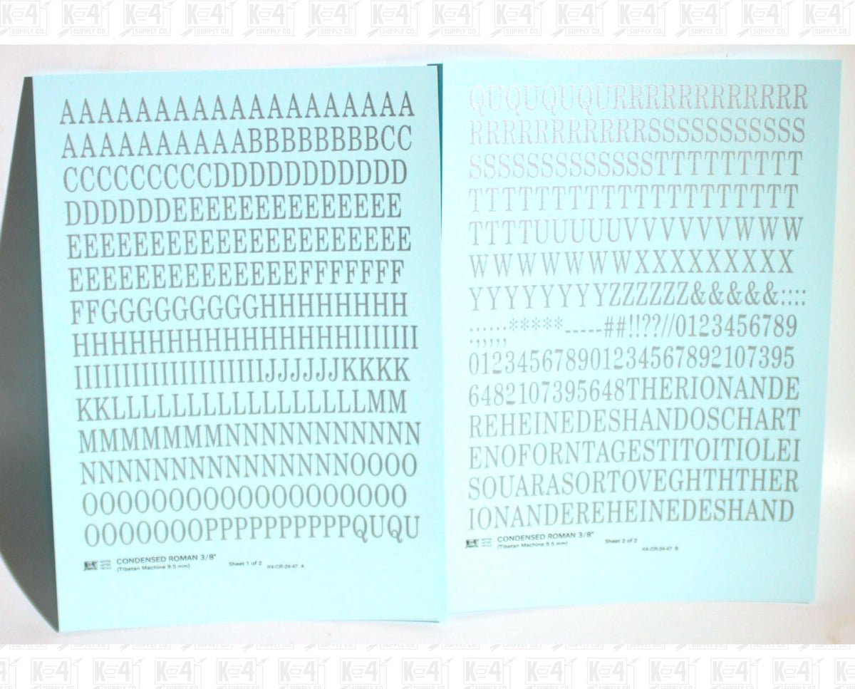 Condensed Roman Letter Number Alphabet
