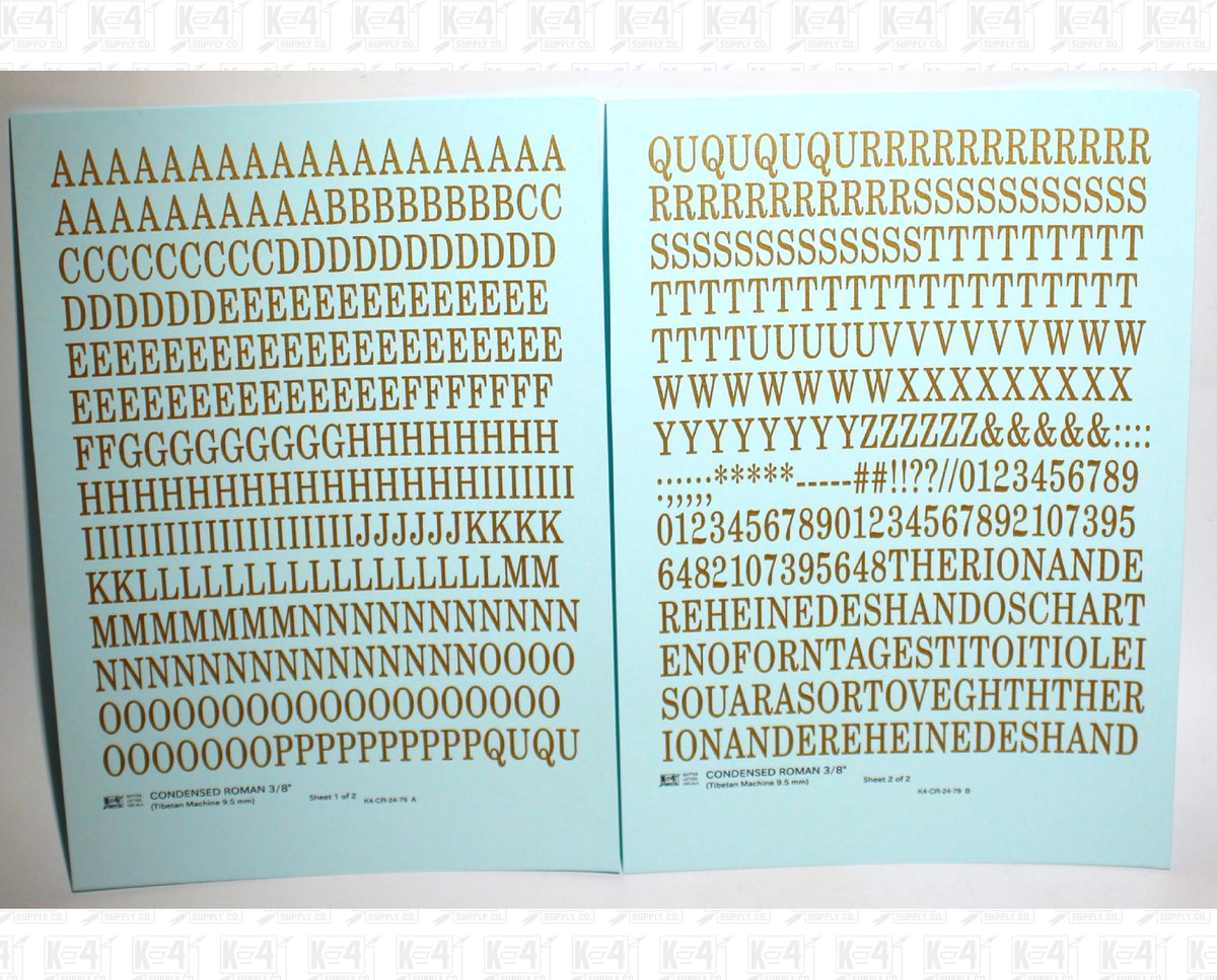 Condensed Roman Letter Number Alphabet