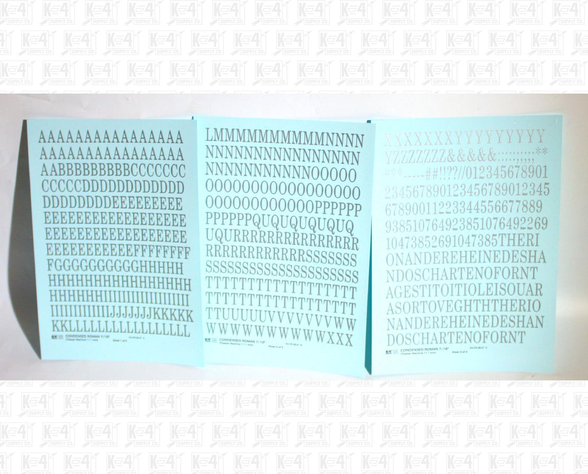 Condensed Roman Letter Number Alphabet