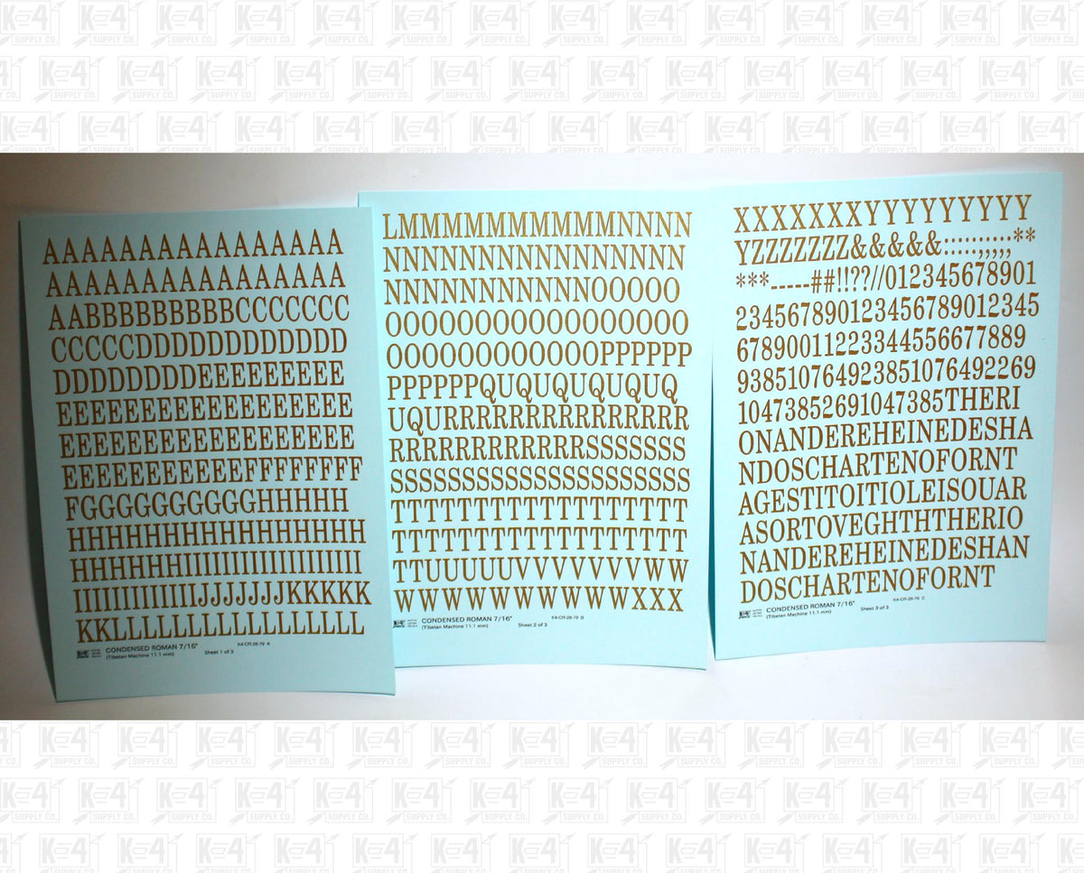 Condensed Roman Letter Number Alphabet