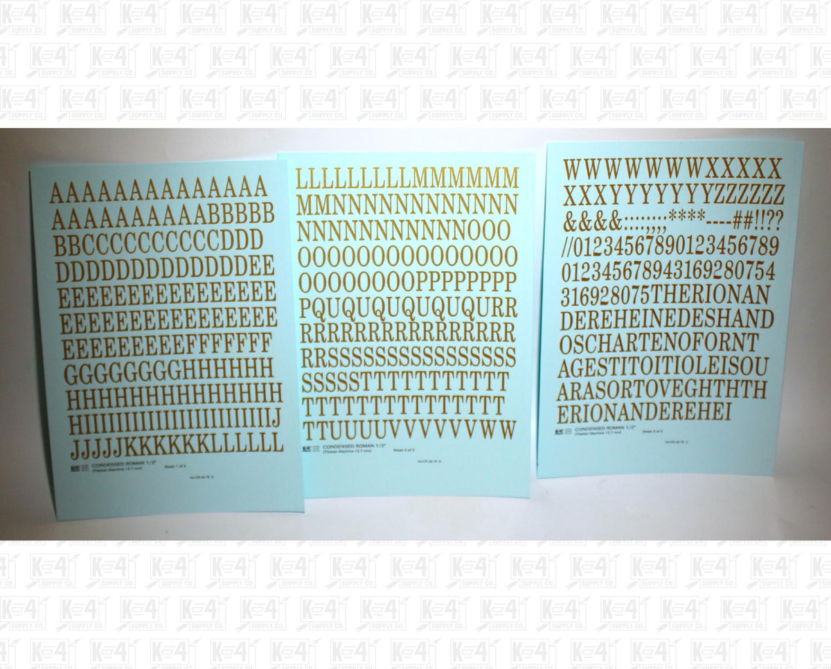 Condensed Roman Letter Number Alphabet