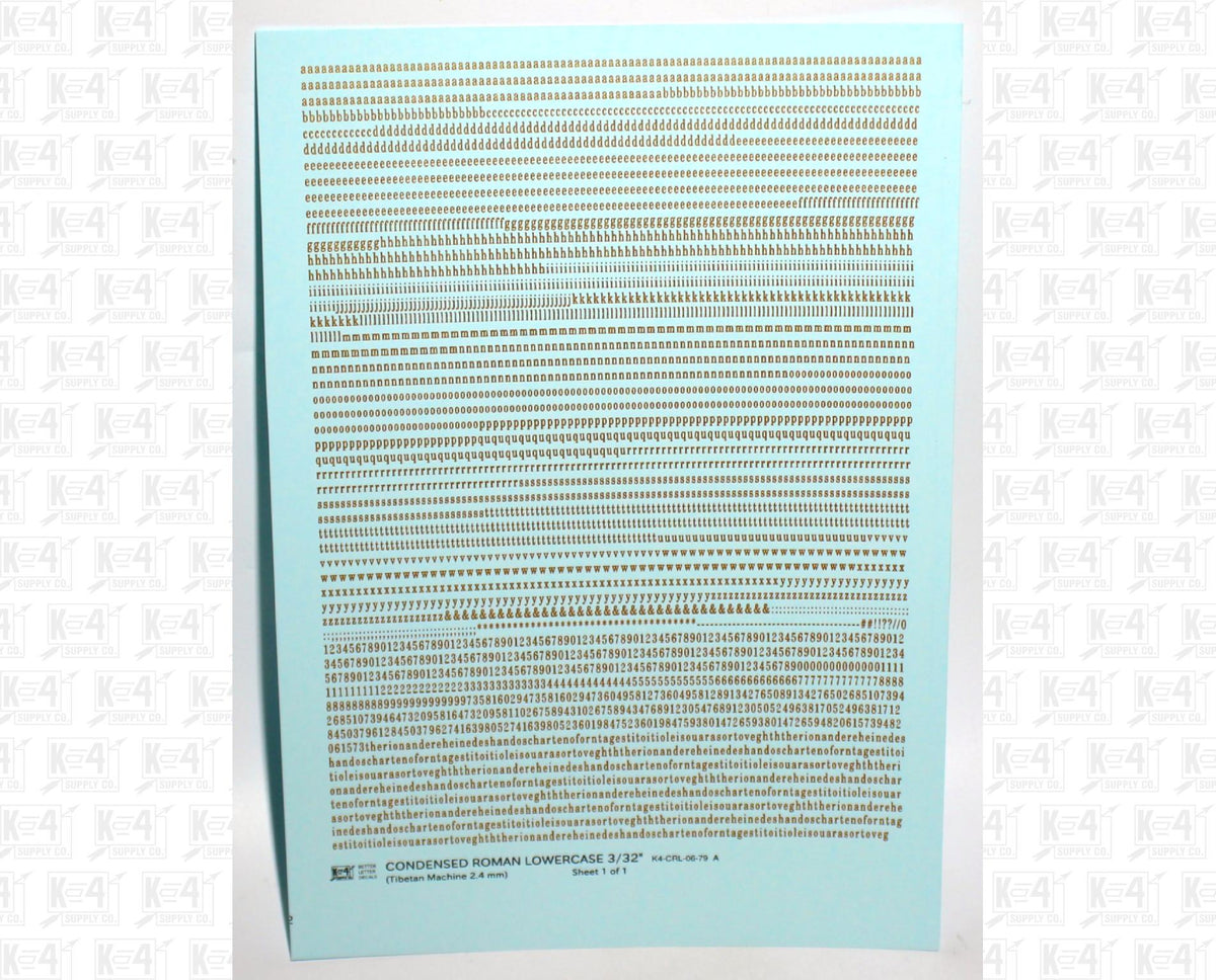 Lowercase Condensed Roman Letter Number Alphabet