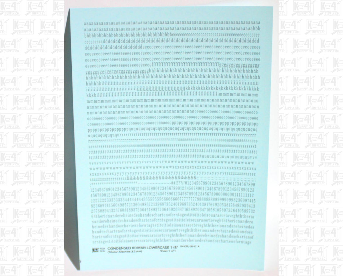 Lowercase Condensed Roman Letter Number Alphabet