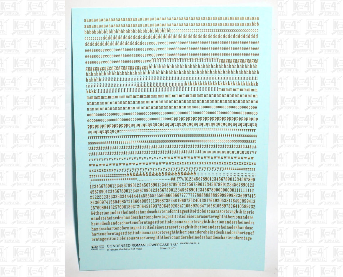 Lowercase Condensed Roman Letter Number Alphabet