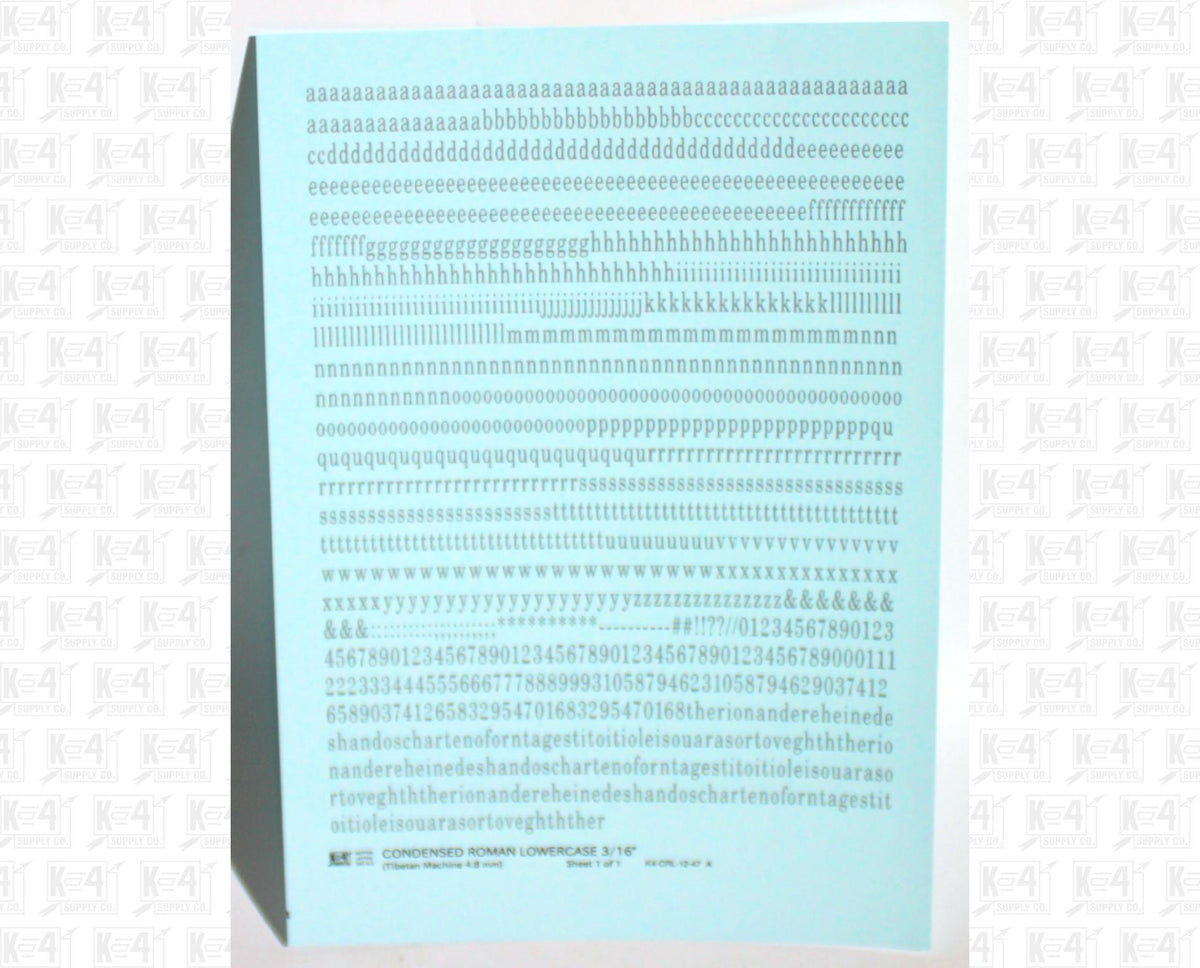 Lowercase Condensed Roman Letter Number Alphabet