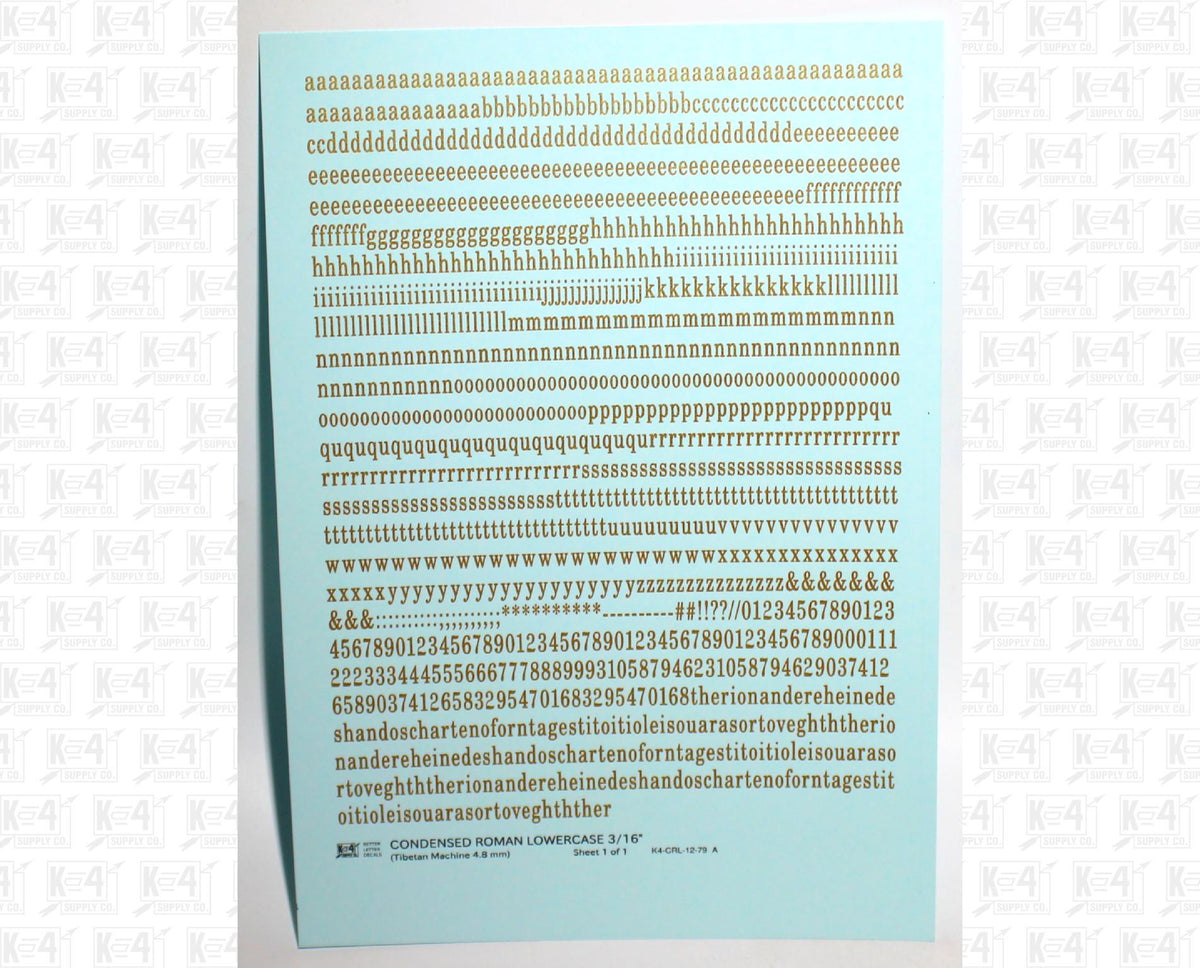 Lowercase Condensed Roman Letter Number Alphabet