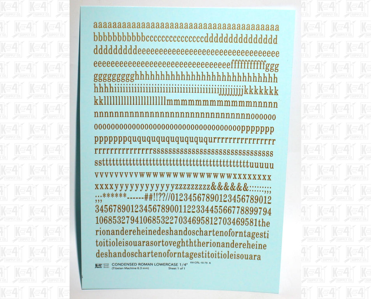 Lowercase Condensed Roman Letter Number Alphabet