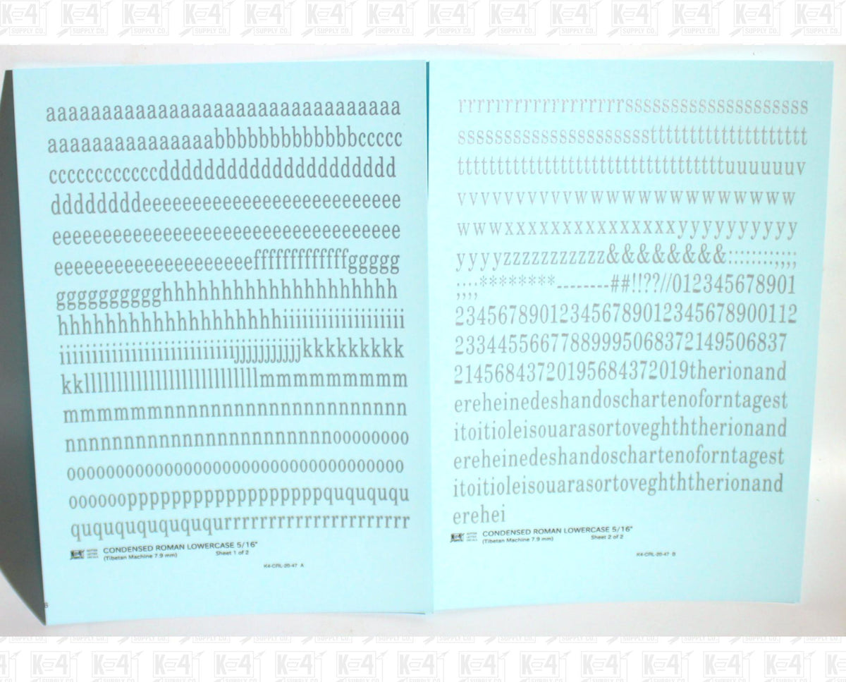 Lowercase Condensed Roman Letter Number Alphabet