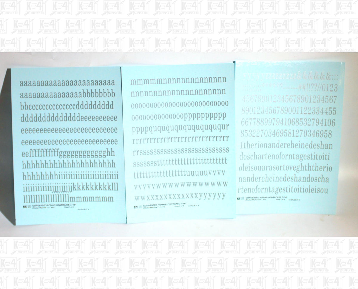 Lowercase Condensed Roman Letter Number Alphabet