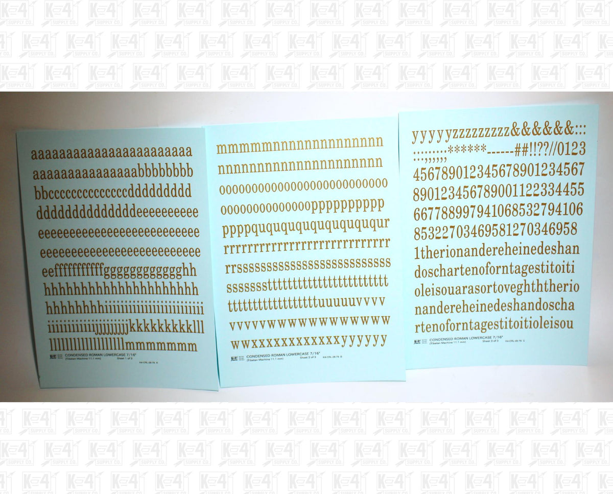 Lowercase Condensed Roman Letter Number Alphabet