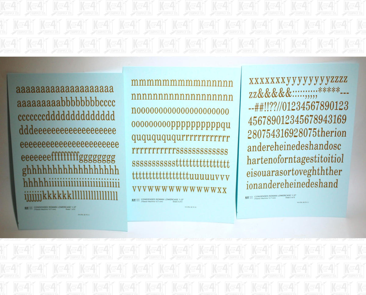 Lowercase Condensed Roman Letter Number Alphabet