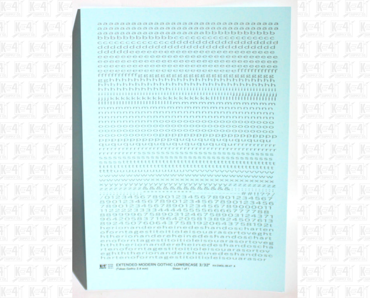 Lowercase Extended Modern Gothic Letter Alphabet
