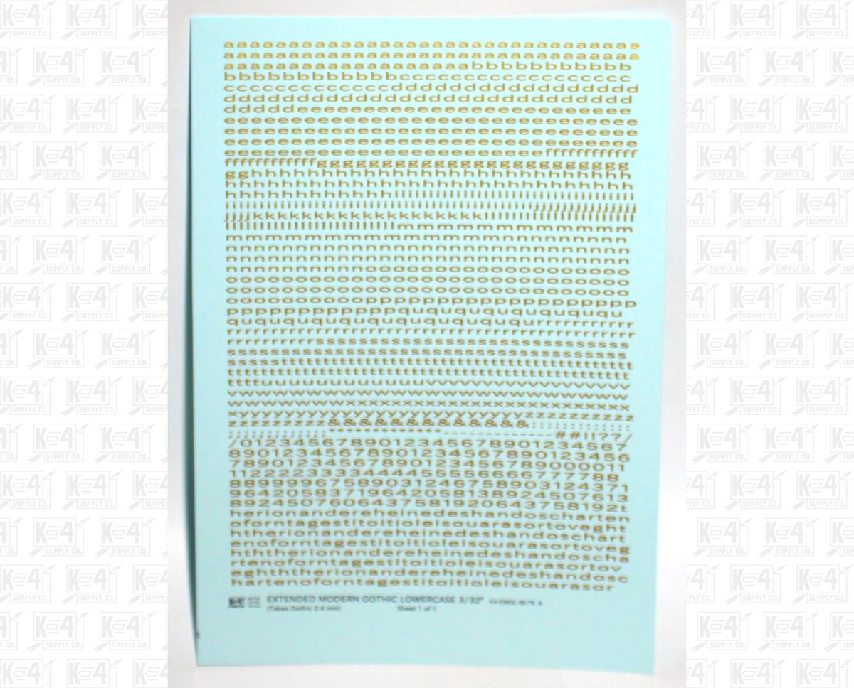 Lowercase Extended Modern Gothic Letter Alphabet