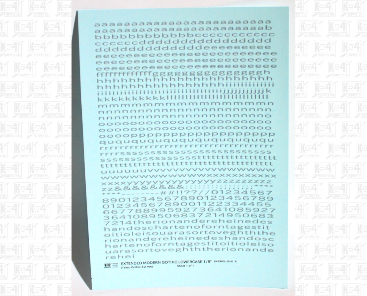 Lowercase Extended Modern Gothic Letter Alphabet