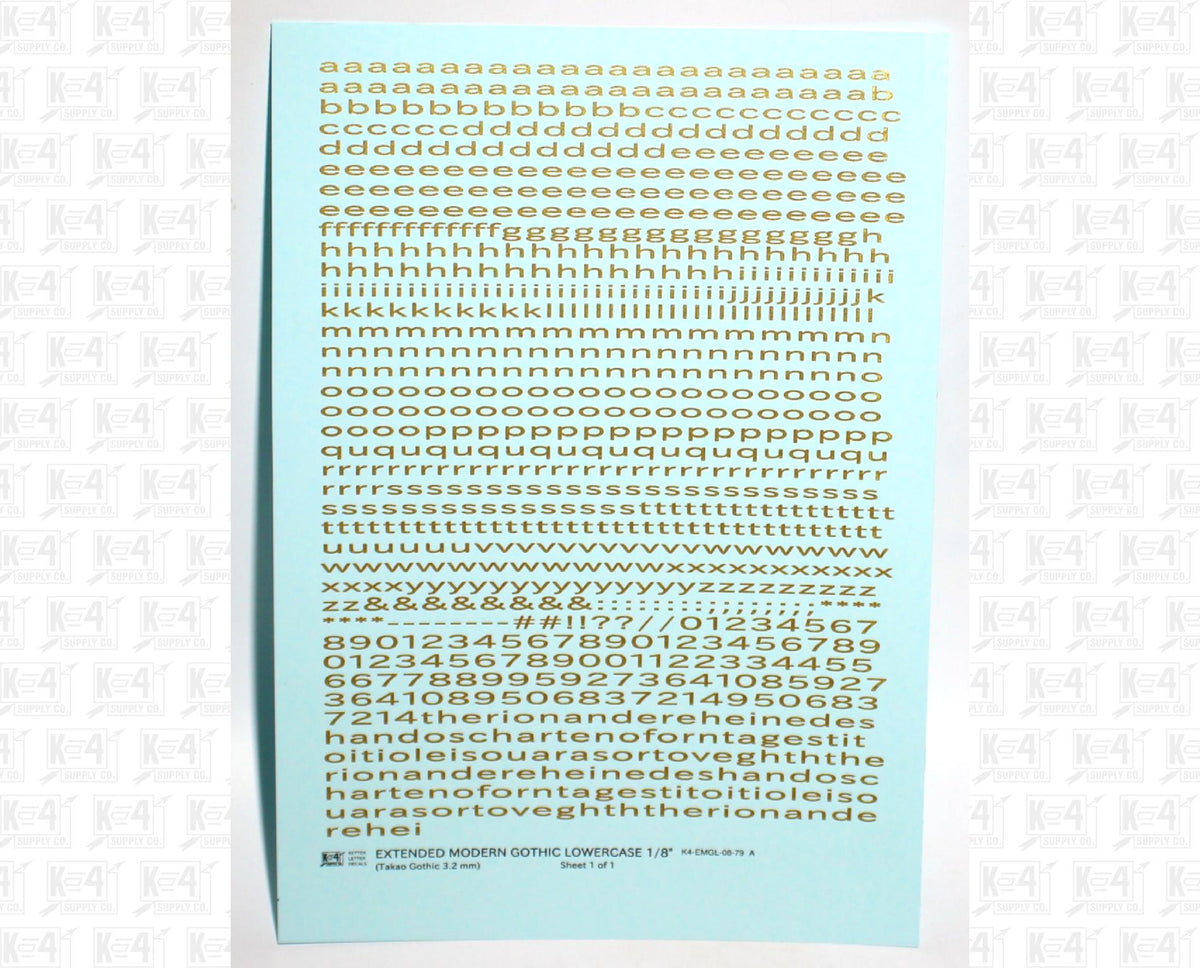 Lowercase Extended Modern Gothic Letter Alphabet