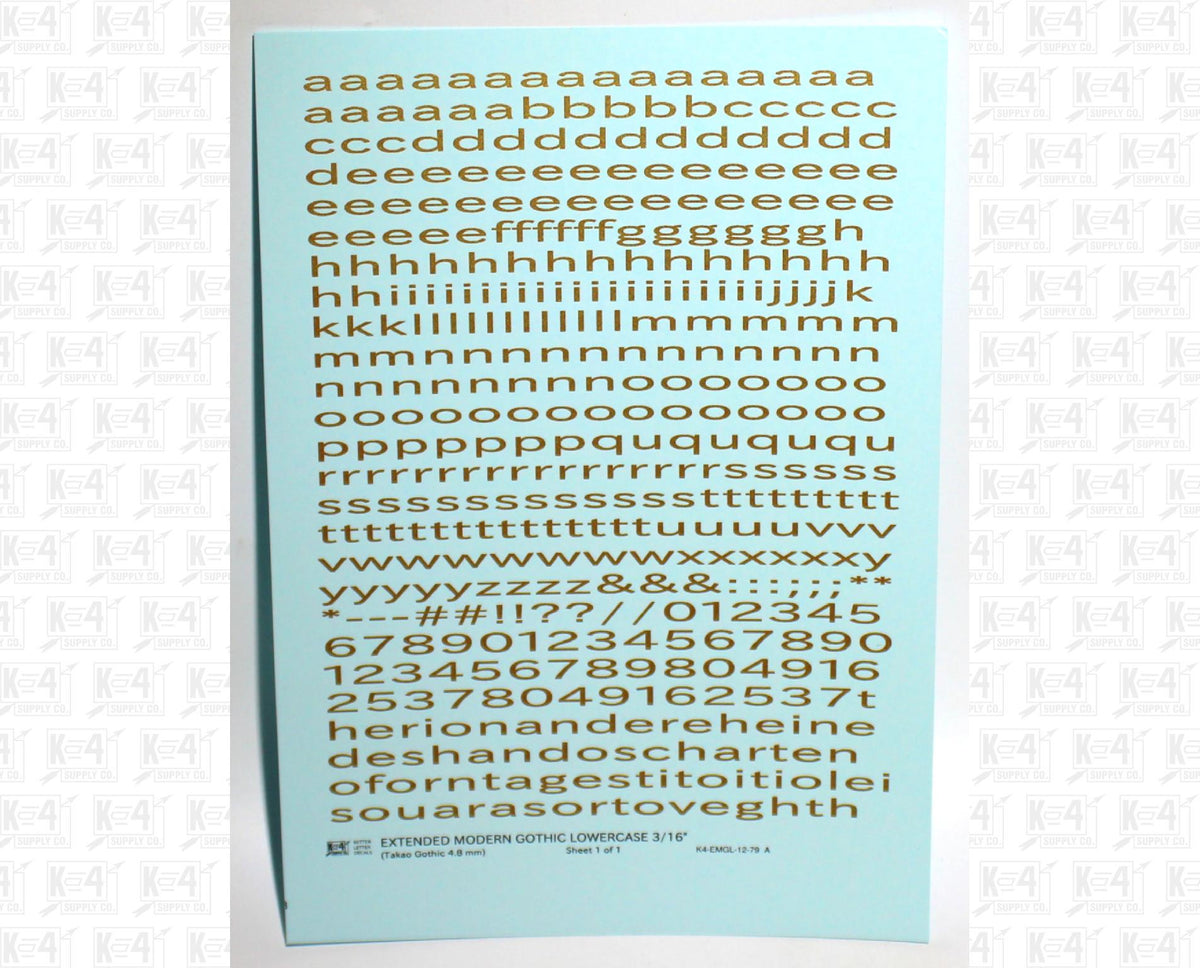 Lowercase Extended Modern Gothic Letter Alphabet