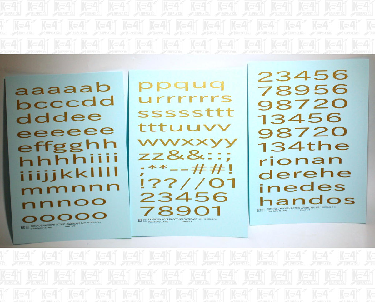 Lowercase Extended Modern Gothic Letter Alphabet