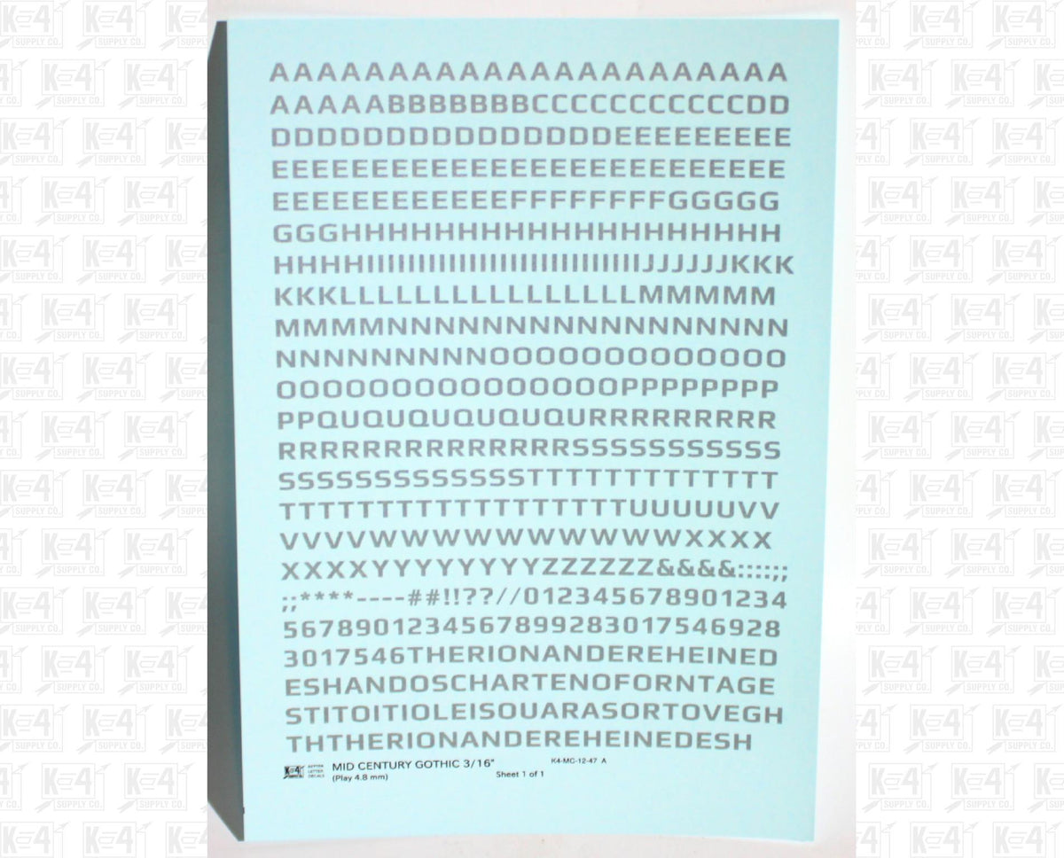 Mid Century Gothic Letter Number Alphabet
